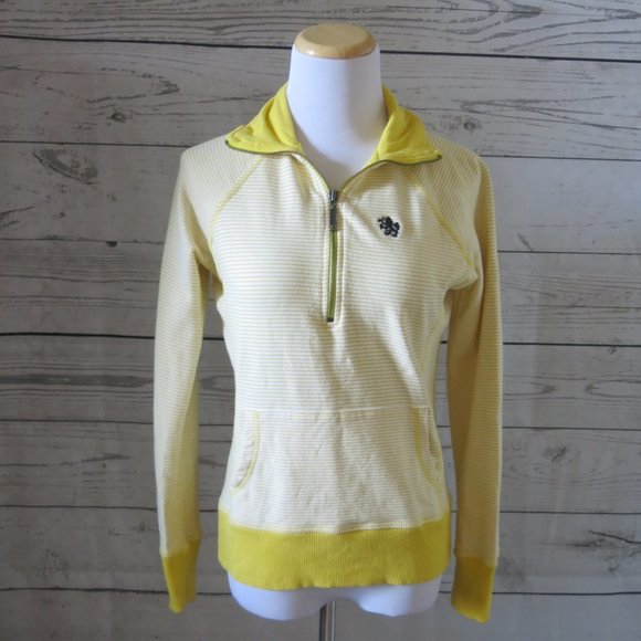 Tommy Hilfiger White Yellow Stripe Half Zip Pullover Sweater - Size Medium - Picture 1 of 7